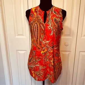 Lauren Ralph Lauren Orange Paisley Sleeveless Tunic Size PS